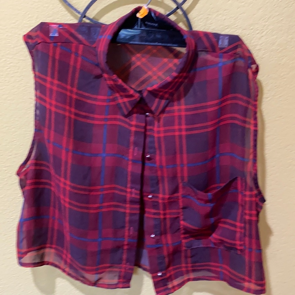 Sheer. Plaid top